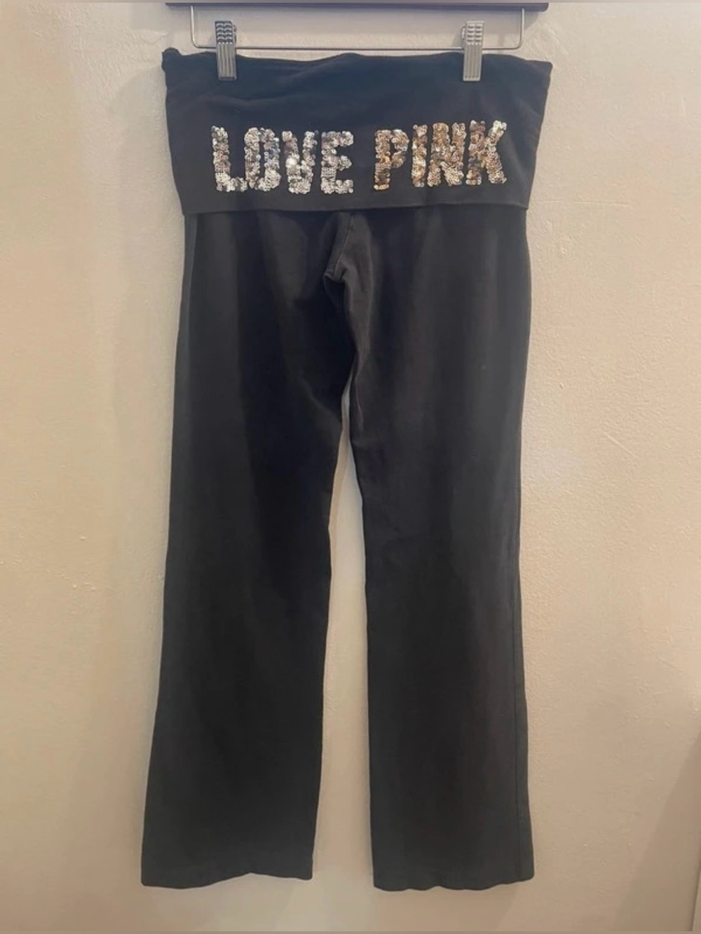 Y2K Vintage VS Pink Foldover Flared Leggings